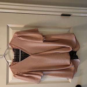 Blush top with black lace